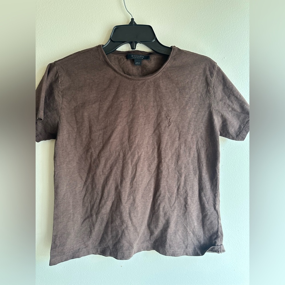All Saints Chocolate Brown Short Sleeve Tee